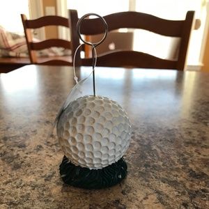Golf Ball on Grass Photo Frame Holder White and Green Silver holder